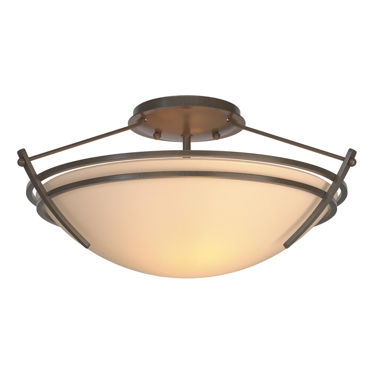 Hubbardton Forge 2000 Dark Smoke Sand Glass (SS) Presidio Tryne Small Semi-Flush
