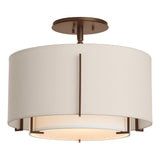 Hubbardton Forge 2008 Bronze Natural Anna Inner Shade & Flax Outer Shade Exos Small Double Shade Semi-Flush