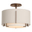 Hubbardton Forge 2008 Bronze Natural Anna Inner Shade & Flax Outer Shade Exos Small Double Shade Semi-Flush