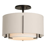 Hubbardton Forge 2008 Black Natural Anna Inner Shade & Flax Outer Shade Exos Small Double Shade Semi-Flush