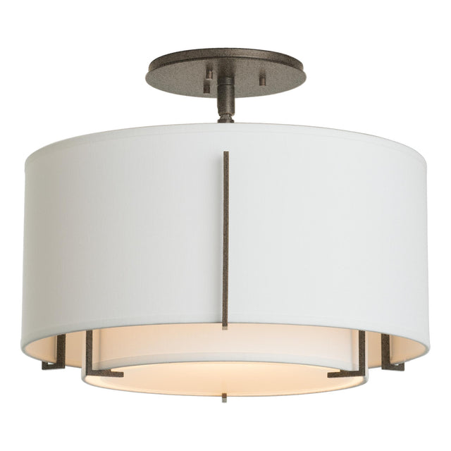 Hubbardton Forge 2008 Natural Iron Natural Anna Inner Shade & Natural Anna Outer Shade Exos Small Double Shade Semi-Flush