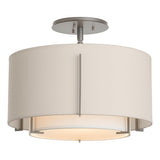 Hubbardton Forge 2008 Vintage Platinum Natural Anna Inner Shade & Flax Outer Shade Exos Small Double Shade Semi-Flush