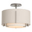 Hubbardton Forge 2008 Vintage Platinum Natural Anna Inner Shade & Flax Outer Shade Exos Small Double Shade Semi-Flush