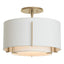 Hubbardton Forge 2008 Soft Gold Natural Anna Inner Shade & Natural Anna Outer Shade Exos Small Double Shade Semi-Flush