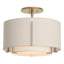 Hubbardton Forge 2008 Soft Gold Natural Anna Inner Shade & Flax Outer Shade Exos Small Double Shade Semi-Flush