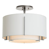 Hubbardton Forge 2008 Sterling Natural Anna Inner Shade & Natural Anna Outer Shade Exos Small Double Shade Semi-Flush