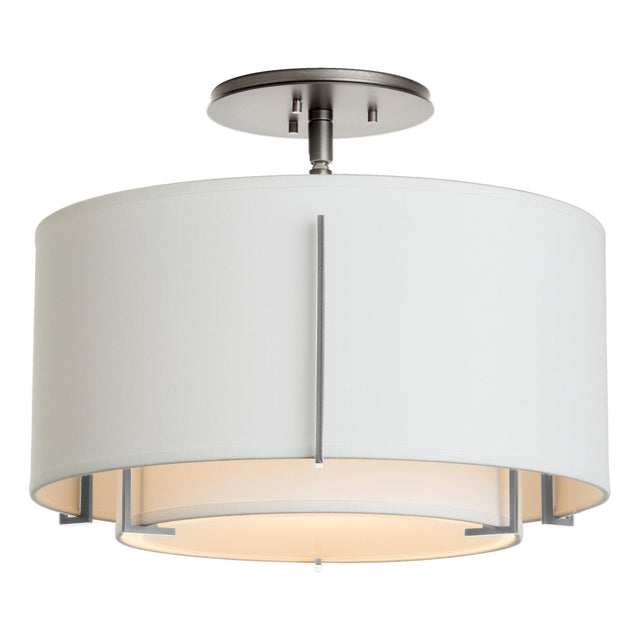 Hubbardton Forge 2008 Sterling Natural Anna Inner Shade & Natural Anna Outer Shade Exos Small Double Shade Semi-Flush