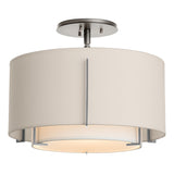 Hubbardton Forge 2008 Sterling Natural Anna Inner Shade & Flax Outer Shade Exos Small Double Shade Semi-Flush