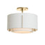 Hubbardton Forge 2008 Modern Brass Natural Anna Inner Shade & Natural Anna Outer Shade Exos Small Double Shade Semi-Flush