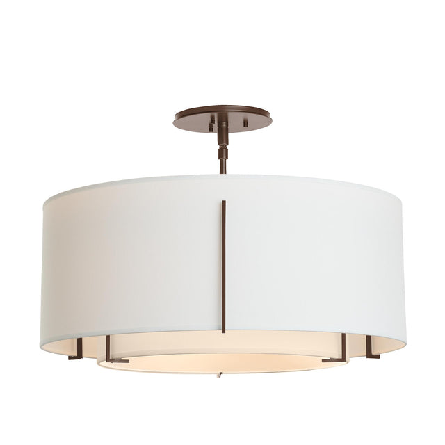 Hubbardton Forge 2008 Bronze Natural Anna Inner Shade & Natural Anna Outer Shade Exos Double Shade Semi-Flush