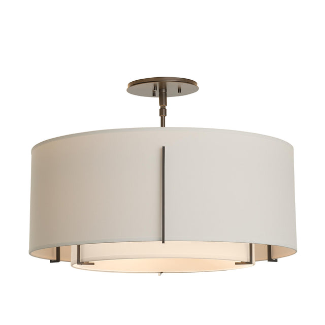 Hubbardton Forge 2008 Dark Smoke Natural Anna Inner Shade & Flax Outer Shade Exos Double Shade Semi-Flush