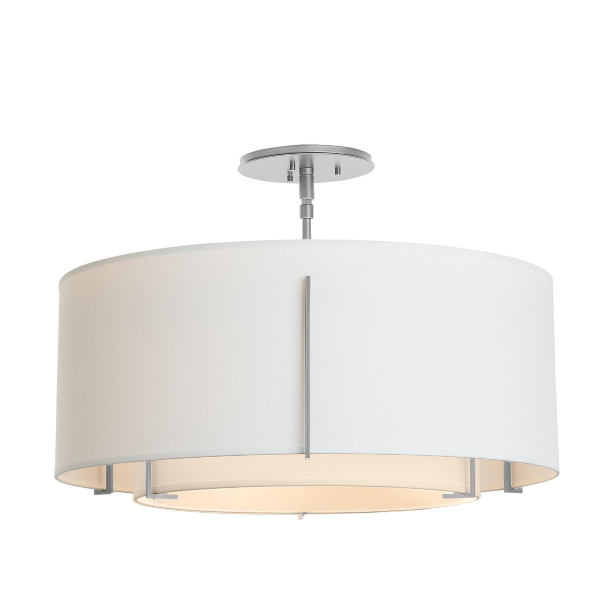 Hubbardton Forge 2008 Vintage Platinum Natural Anna Inner Shade & Natural Anna Outer Shade Exos Double Shade Semi-Flush