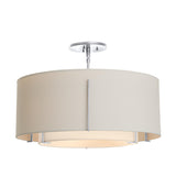 Hubbardton Forge 2008 Sterling Natural Anna Inner Shade & Flax Outer Shade Exos Double Shade Semi-Flush