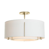 Hubbardton Forge 2008 Modern Brass Natural Anna Inner Shade & Natural Anna Outer Shade Exos Double Shade Semi-Flush