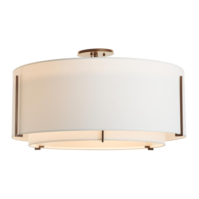 Hubbardton Forge 2015 Bronze Natural Anna Inner Shade & Natural Anna Outer Shade Exos Large Double Shade Semi-Flush