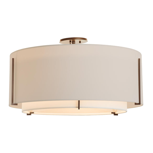 Hubbardton Forge 2015 Bronze Natural Anna Inner Shade & Flax Outer Shade Exos Large Double Shade Semi-Flush