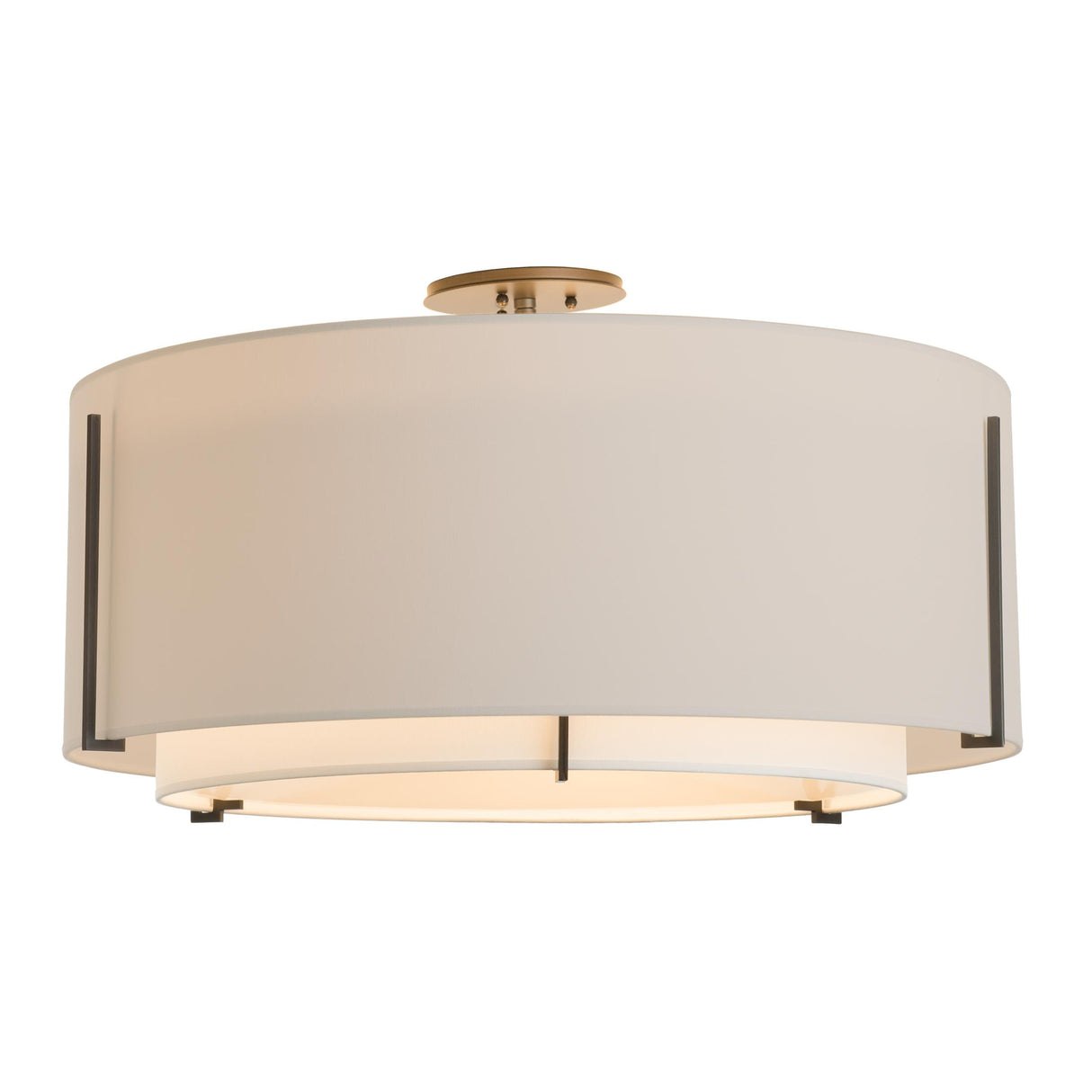 Hubbardton Forge 2015 Dark Smoke Natural Anna Inner Shade & Flax Outer Shade Exos Large Double Shade Semi-Flush