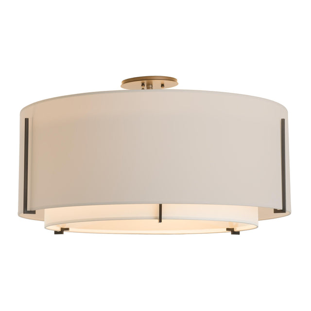 Hubbardton Forge 2015 Dark Smoke Natural Anna Inner Shade & Flax Outer Shade Exos Large Double Shade Semi-Flush