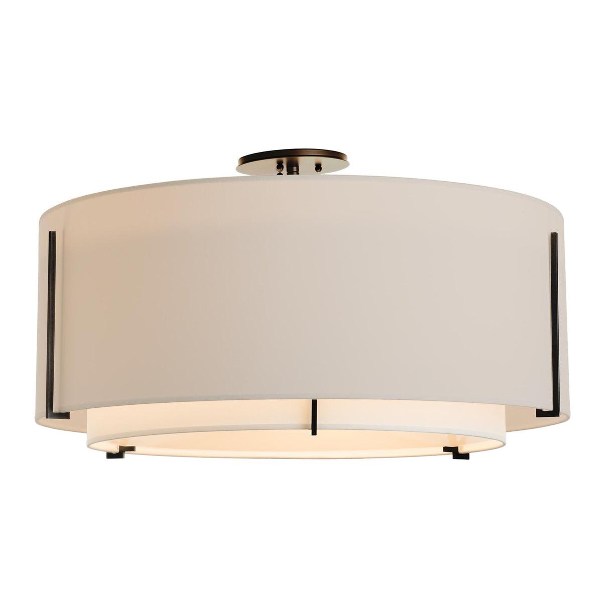 Hubbardton Forge 2015 Black Natural Anna Inner Shade & Flax Outer Shade Exos Large Double Shade Semi-Flush