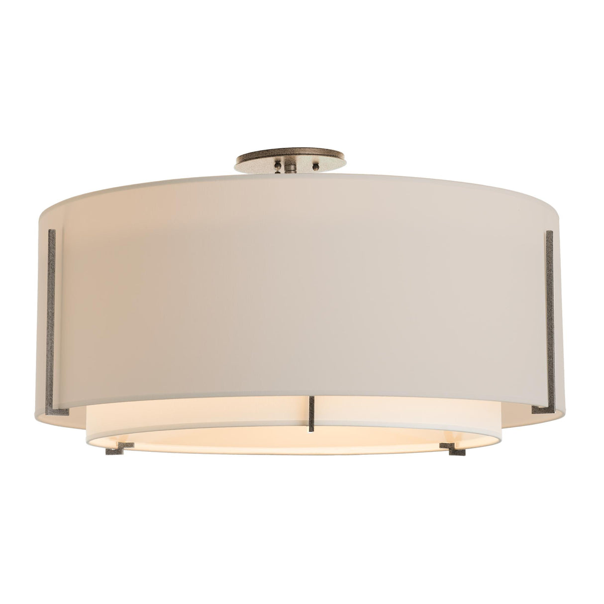 Hubbardton Forge 2015 Natural Iron Natural Anna Inner Shade & Flax Outer Shade Exos Large Double Shade Semi-Flush