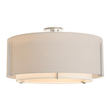 Hubbardton Forge 2015 Vintage Platinum Natural Anna Inner Shade & Flax Outer Shade Exos Large Double Shade Semi-Flush