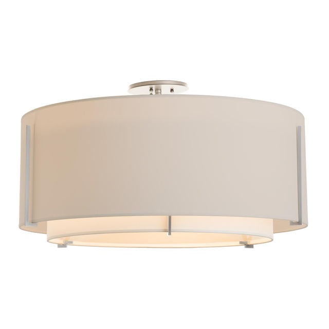 Hubbardton Forge 2015 Vintage Platinum Natural Anna Inner Shade & Flax Outer Shade Exos Large Double Shade Semi-Flush