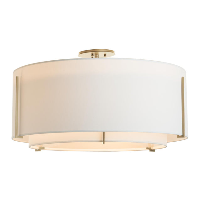 Hubbardton Forge 2015 Soft Gold Natural Anna Inner Shade & Natural Anna Outer Shade Exos Large Double Shade Semi-Flush