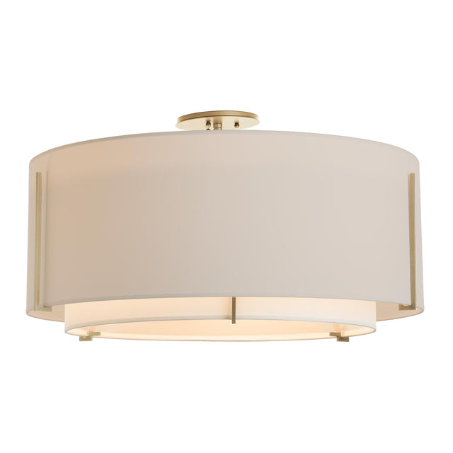 Hubbardton Forge 2015 Soft Gold Natural Anna Inner Shade & Flax Outer Shade Exos Large Double Shade Semi-Flush