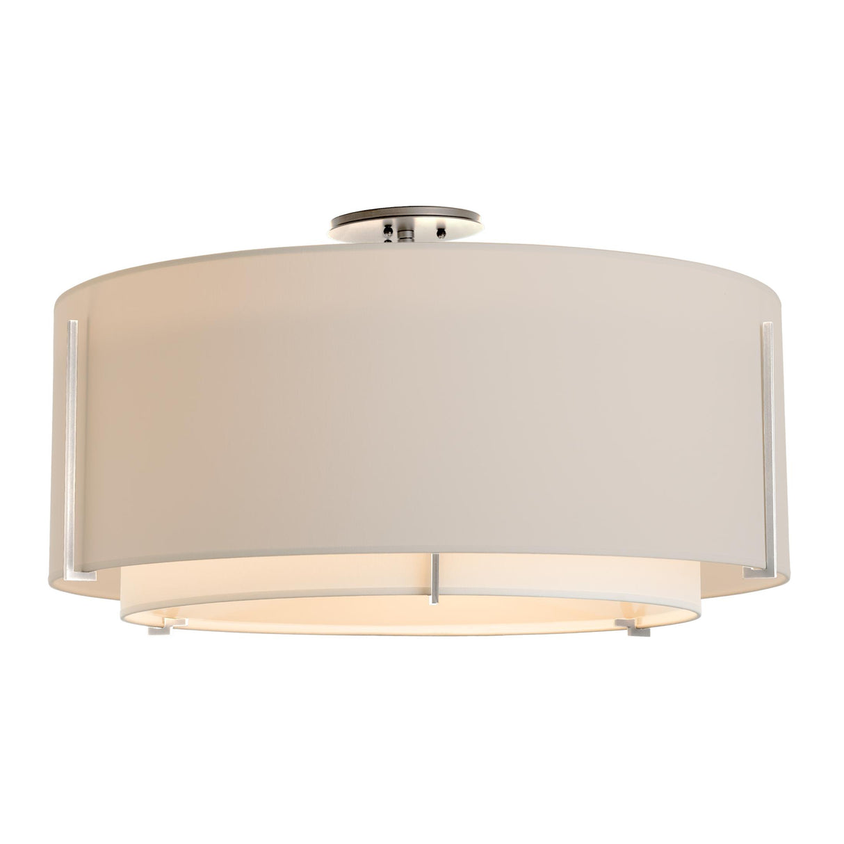Hubbardton Forge 2015 Sterling Natural Anna Inner Shade & Flax Outer Shade Exos Large Double Shade Semi-Flush