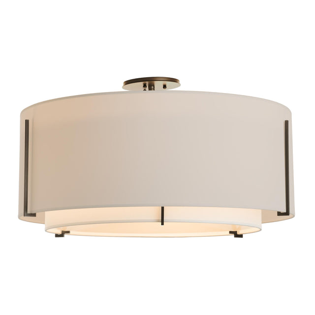 Hubbardton Forge 2015 Oil Rubbed Bronze Natural Anna Inner Shade & Flax Outer Shade Exos Large Double Shade Semi-Flush