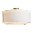 Hubbardton Forge 2015 Modern Brass Natural Anna Inner Shade & Natural Anna Outer Shade Exos Large Double Shade Semi-Flush
