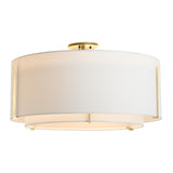 Hubbardton Forge 2015 Modern Brass Natural Anna Inner Shade & Natural Anna Outer Shade Exos Large Double Shade Semi-Flush