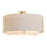 Hubbardton Forge 2015 Modern Brass Natural Anna Inner Shade & Flax Outer Shade Exos Large Double Shade Semi-Flush