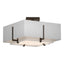 Hubbardton Forge 2014 Bronze Natural Anna Inner Shade & Natural Anna Outer Shade Exos Square Small Double Shade Semi-Flush
