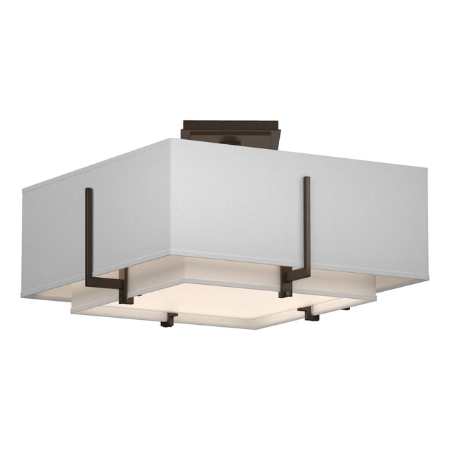 Hubbardton Forge 2014 Bronze Natural Anna Inner Shade & Natural Anna Outer Shade Exos Square Small Double Shade Semi-Flush