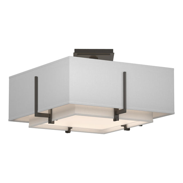 Hubbardton Forge 2014 Dark Smoke Natural Anna Inner Shade & Natural Anna Outer Shade Exos Square Small Double Shade Semi-Flush