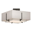 Hubbardton Forge 2014 Dark Smoke Natural Anna Inner Shade & Flax Outer Shade Exos Square Small Double Shade Semi-Flush