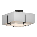 Hubbardton Forge 2014 Black Natural Anna Inner Shade & Natural Anna Outer Shade Exos Square Small Double Shade Semi-Flush