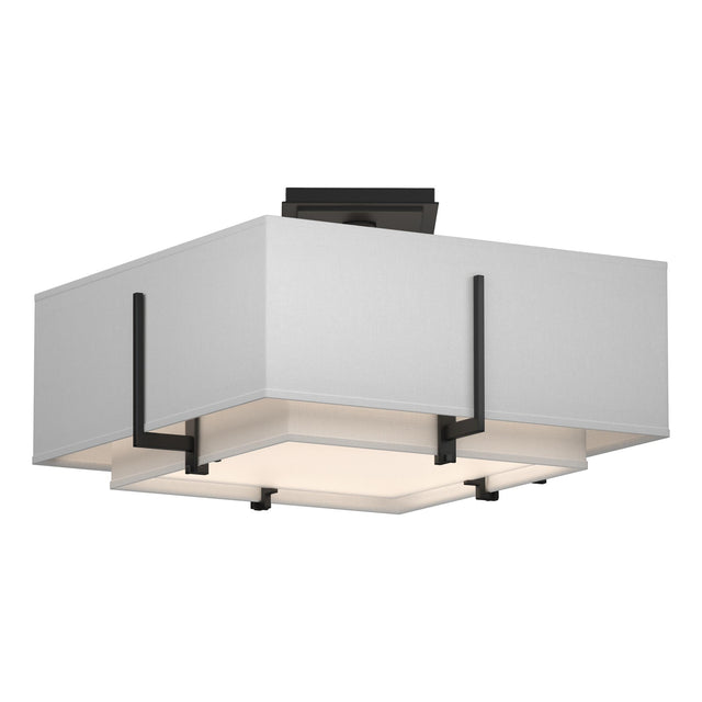 Hubbardton Forge 2014 Black Natural Anna Inner Shade & Natural Anna Outer Shade Exos Square Small Double Shade Semi-Flush