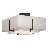 Hubbardton Forge 2014 Black Natural Anna Inner Shade & Flax Outer Shade Exos Square Small Double Shade Semi-Flush