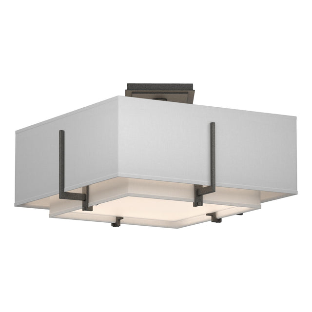 Hubbardton Forge 2014 Natural Iron Natural Anna Inner Shade & Natural Anna Outer Shade Exos Square Small Double Shade Semi-Flush