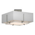 Hubbardton Forge 2014 Vintage Platinum Natural Anna Inner Shade & Natural Anna Outer Shade Exos Square Small Double Shade Semi-Flush