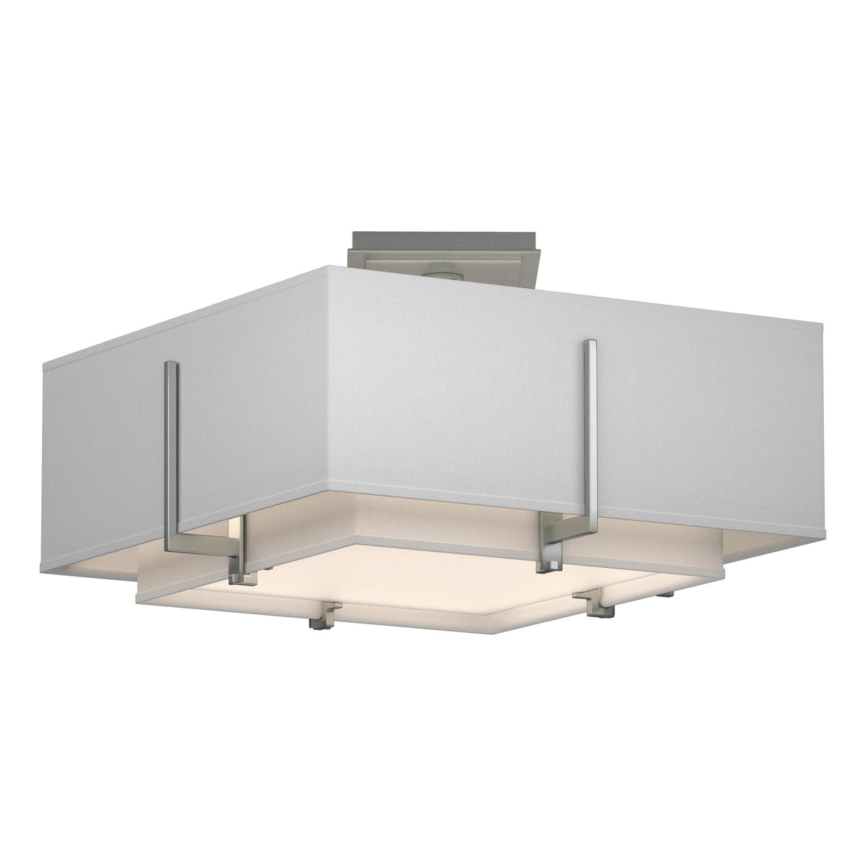 Hubbardton Forge 2014 Vintage Platinum Natural Anna Inner Shade & Natural Anna Outer Shade Exos Square Small Double Shade Semi-Flush
