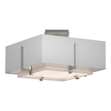 Hubbardton Forge 2014 Vintage Platinum Natural Anna Inner Shade & Natural Anna Outer Shade Exos Square Small Double Shade Semi-Flush