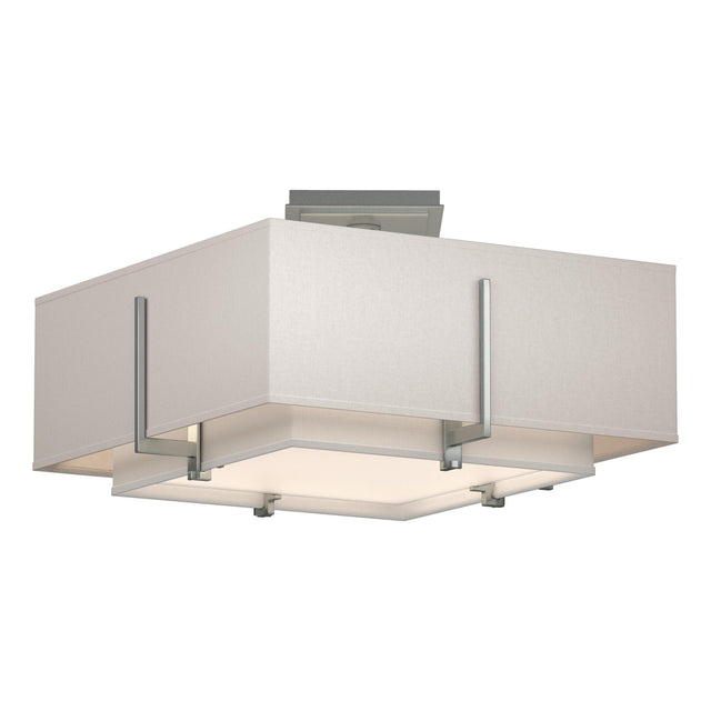 Hubbardton Forge 2014 Vintage Platinum Natural Anna Inner Shade & Flax Outer Shade Exos Square Small Double Shade Semi-Flush