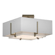Hubbardton Forge 2014 Soft Gold Natural Anna Inner Shade & Natural Anna Outer Shade Exos Square Small Double Shade Semi-Flush