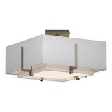 Hubbardton Forge 2014 Soft Gold Natural Anna Inner Shade & Natural Anna Outer Shade Exos Square Small Double Shade Semi-Flush