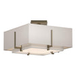 Hubbardton Forge 2014 Soft Gold Natural Anna Inner Shade & Flax Outer Shade Exos Square Small Double Shade Semi-Flush