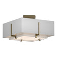 Hubbardton Forge 2014 Modern Brass Natural Anna Inner Shade & Natural Anna Outer Shade Exos Square Small Double Shade Semi-Flush