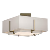 Hubbardton Forge 2014 Modern Brass Natural Anna Inner Shade & Flax Outer Shade Exos Square Small Double Shade Semi-Flush